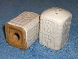 Short Myan Aztec shakers glazed white on Ada clay